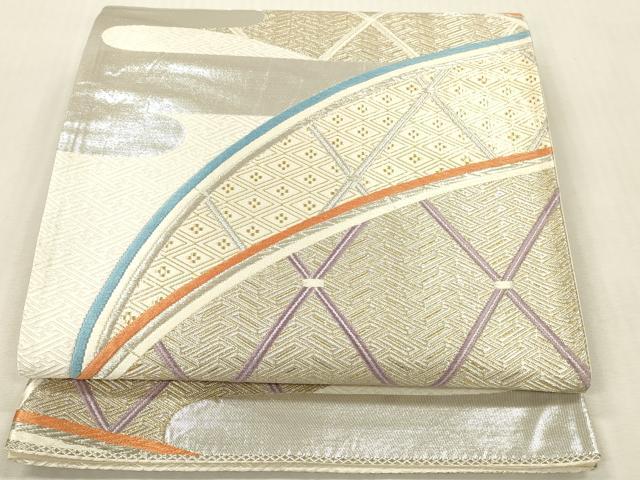 平和屋本店▼六通柄袋帯　唐織　竹垣取割付紋　純金一重箔　正絹　逸品　DABH0915op