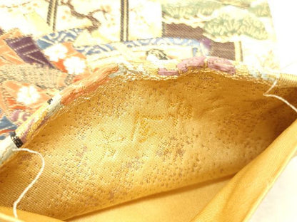 平和屋本店▼全通柄袋帯　唐織　源氏絵巻文様　本金箔　正絹　逸品　DABH0918op