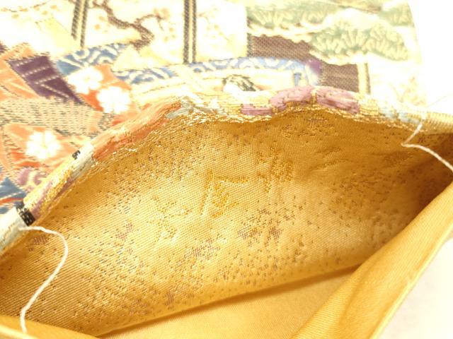 平和屋本店▼全通柄袋帯　唐織　源氏絵巻文様　本金箔　正絹　逸品　DABH0918op