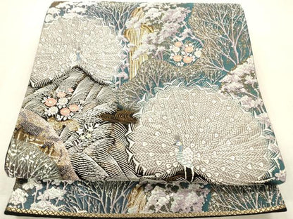 平和屋本店▼六通柄袋帯　唐織　九百錦　山麗季花文　24K純金箔錦　正絹　逸品　DABH0921op