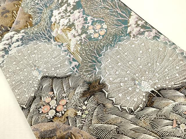 平和屋本店▼六通柄袋帯　唐織　九百錦　山麗季花文　24K純金箔錦　正絹　逸品　DABH0921op