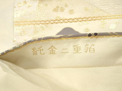 平和屋本店▼六通柄袋帯　唐織　楽器花丸文　拍寿錦　純金二重箔　正絹　逸品　DABH0923op