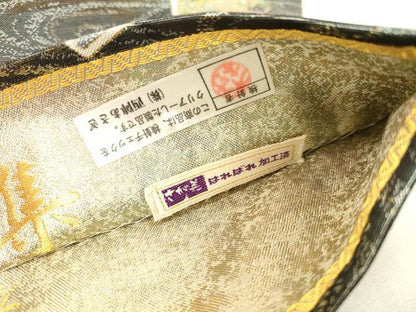 平和屋本店▼極上　西陣あさぎ　丸帯　日本絵画全集　壱阡八百口織　プラチナ本金箔　さが美扱い　正絹　逸品　DABH0939op