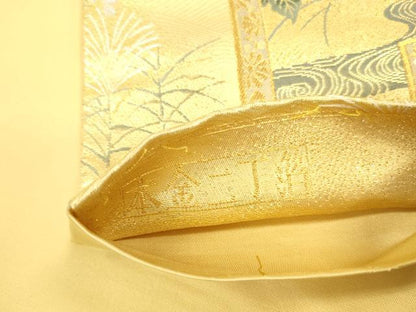 平和屋本店▼六通柄袋帯　唐織　花鳥絵　本金二丁箔　正絹　逸品　DABH0946op
