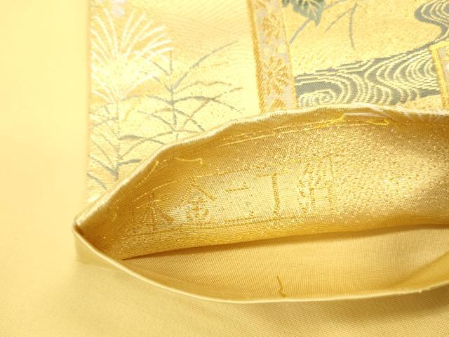 平和屋本店▼六通柄袋帯　唐織　花鳥絵　本金二丁箔　正絹　逸品　DABH0946op