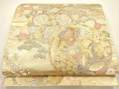 平和屋本店▼六通柄袋帯　唐織　麗姿芳薫丸文　本金箔　正絹　逸品　DABH0951op