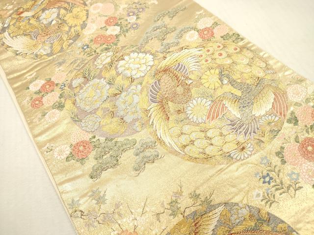 平和屋本店▼六通柄袋帯　唐織　麗姿芳薫丸文　本金箔　正絹　逸品　DABH0951op