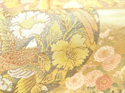 平和屋本店▼六通柄袋帯　唐織　麗姿芳薫丸文　本金箔　正絹　逸品　DABH0951op