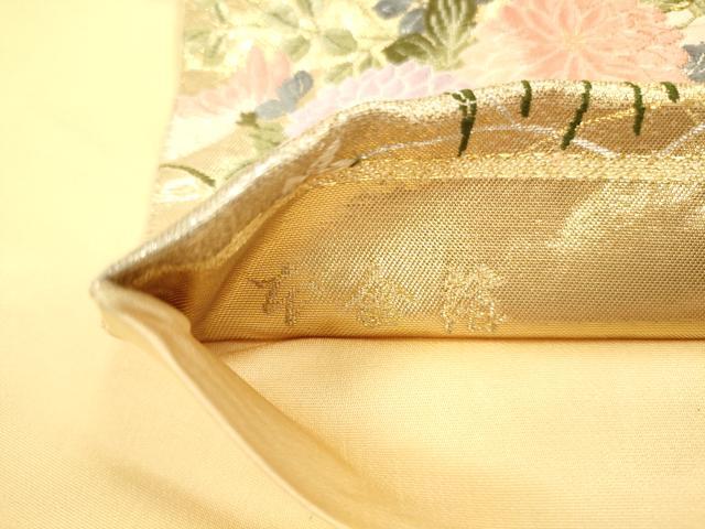 平和屋本店▼六通柄袋帯　唐織　光悦垣草花文　本金箔　正絹　逸品　DABH0952op