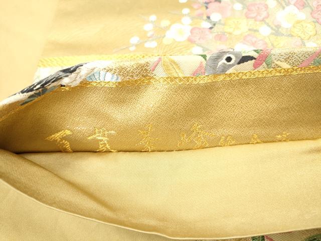 平和屋本店▼本加賀友禅作家　百貫華峰　六通柄袋帯　唐織　花鳥文　枝梅　純金箔　正絹　逸品　DABH0953op