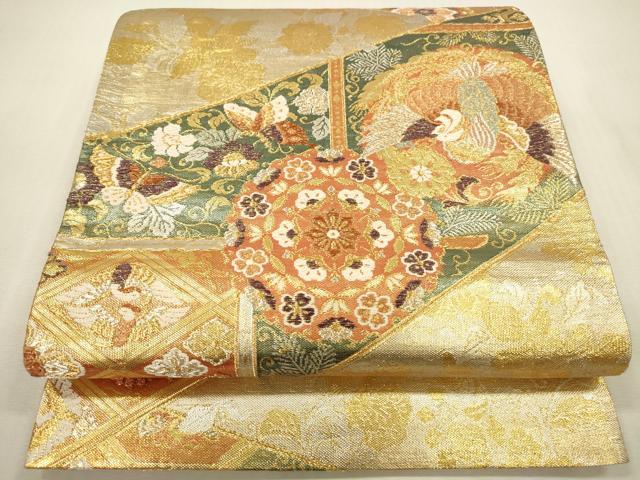 平和屋本店▼六通柄袋帯　唐織　麗華錦　鳳凰舞蝶花文　本金箔　正絹　逸品　DABH0954op