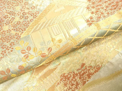 平和屋本店▼六通柄袋帯　京洛百景図　純金箔　正絹　逸品　DABH0959op