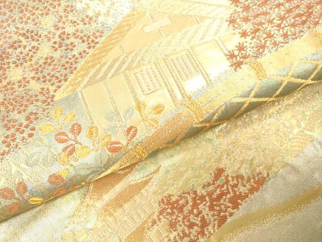 平和屋本店▼六通柄袋帯　京洛百景図　純金箔　正絹　逸品　DABH0959op