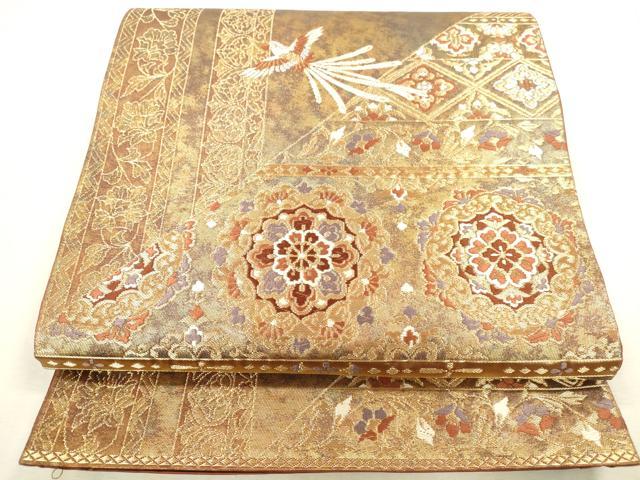 平和屋本店▼六通柄袋帯　唐織　正倉院華文　本金箔　正絹　逸品　DABH0961op