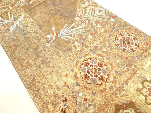 平和屋本店▼六通柄袋帯　唐織　正倉院華文　本金箔　正絹　逸品　DABH0961op