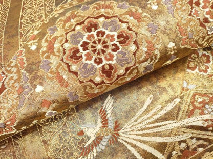 平和屋本店▼六通柄袋帯　唐織　正倉院華文　本金箔　正絹　逸品　DABH0961op