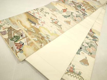 平和屋本店▼六通柄袋帯　唐織　六歌仙絵文　九百錦　本金入　正絹　逸品　DABH0964op