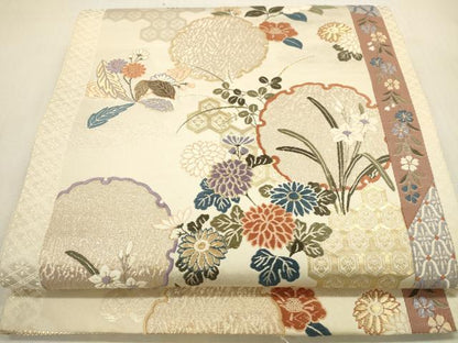 平和屋本店▼六通柄袋帯　唐織　九百錦　雪輪花文　本金箔二重織　正絹　逸品　DABH0974op