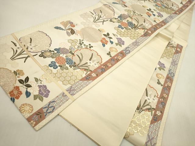 平和屋本店▼六通柄袋帯　唐織　九百錦　雪輪花文　本金箔二重織　正絹　逸品　DABH0974op