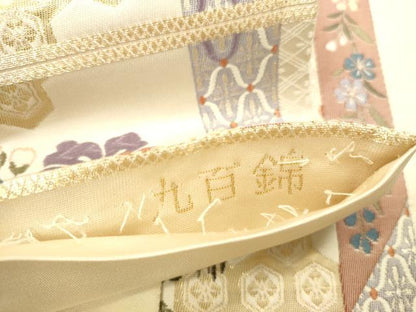 平和屋本店▼六通柄袋帯　唐織　九百錦　雪輪花文　本金箔二重織　正絹　逸品　DABH0974op