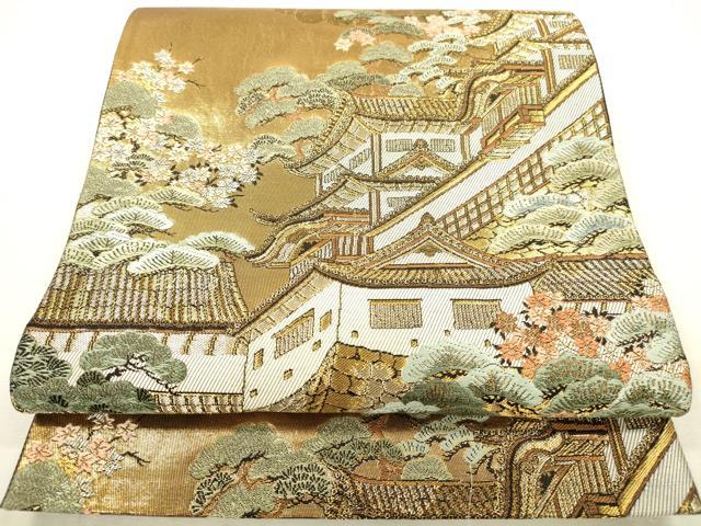 平和屋本店▼六通柄袋帯　唐織　加賀百萬石　本金箔　正絹　逸品　DABH0978op