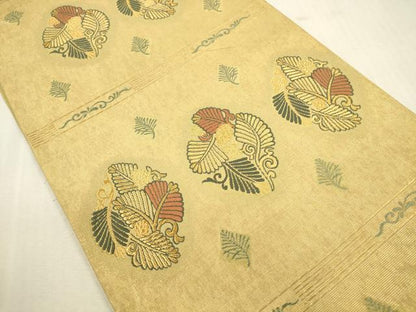 平和屋本店●六通柄袋帯　唐織　若松段紋　本金泥箔　正絹　逸品　DABH0980op