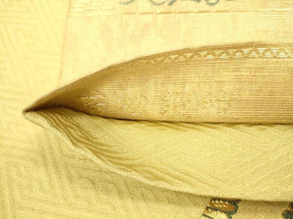 平和屋本店●六通柄袋帯　唐織　若松段紋　本金泥箔　正絹　逸品　DABH0980op