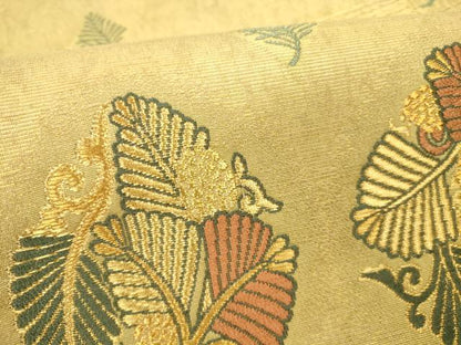 平和屋本店●六通柄袋帯　唐織　若松段紋　本金泥箔　正絹　逸品　DABH0980op
