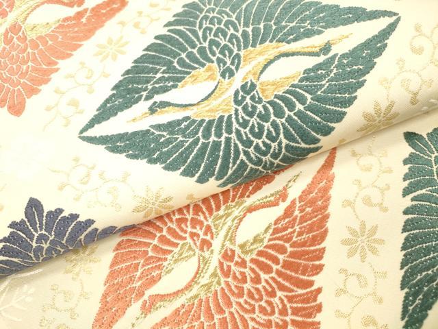 平和屋本店▼六通柄袋帯　唐織　加良織錦　双鶴菱　本金箔　正絹　逸品　DABH0983op