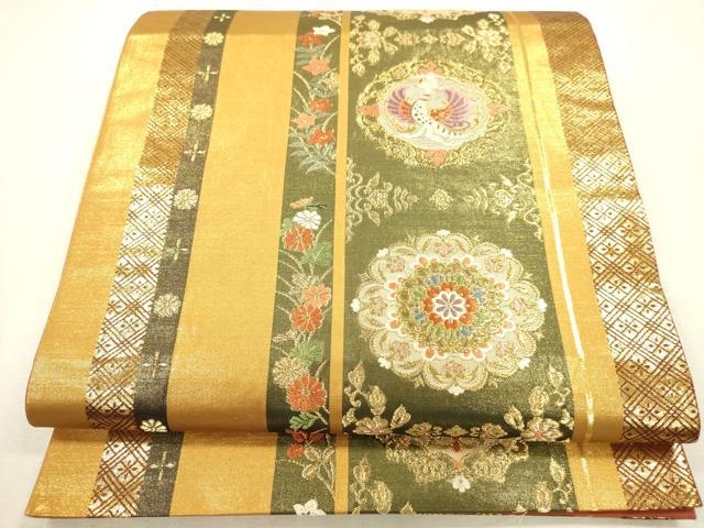 平和屋本店▼六通柄袋帯　唐織　源氏香鳳凰華紋　本金箔　正絹　逸品　DABH0986op