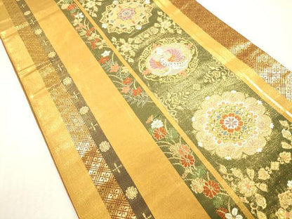 平和屋本店▼六通柄袋帯　唐織　源氏香鳳凰華紋　本金箔　正絹　逸品　DABH0986op