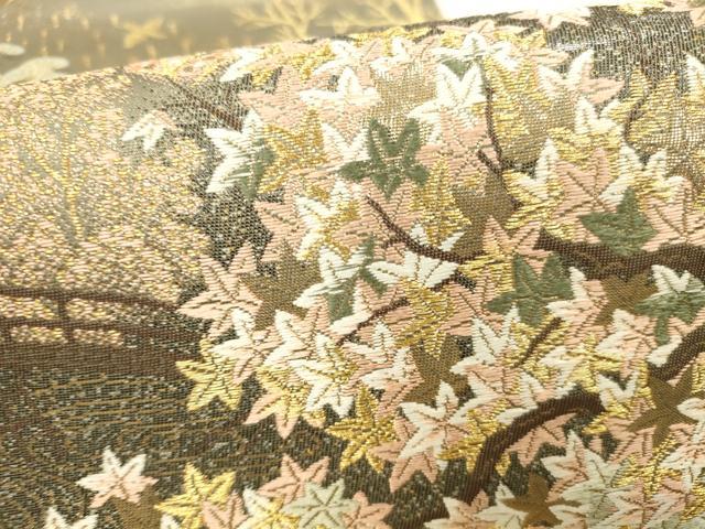 平和屋本店▼六通柄袋帯　唐織　鴛鴦風景花文　九百錦　本金貮重箔　正絹　逸品　DABH0992op