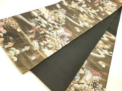 平和屋本店▼六通柄袋帯　唐織　京洛葵祭文　九百錦本金入　正絹　逸品　DABH0998op