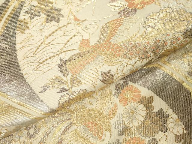 平和屋本店▼六通柄袋帯　蜀江花鳥文　純金二重引箔織　正絹　逸品　DABH1000op