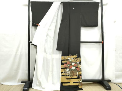 平和屋着物■豪華黒留袖　漆原勲　エ霞花車文　金彩　正絹　逸品　DABH1001qa