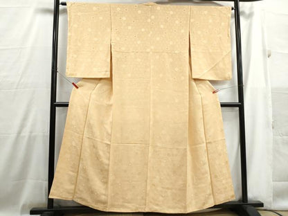 平和屋着物■上質な色無地　亀甲地紋　蜂蜜色　正絹　逸品　DABH1004qa