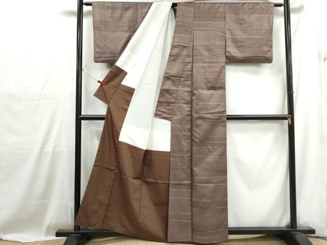 平和屋着物■上質な紬　100亀甲　横段文　正絹　逸品　DABH1006qa