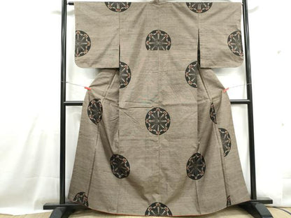 平和屋着物■上質な紬　源氏車文　正絹　逸品　DABH1011qa