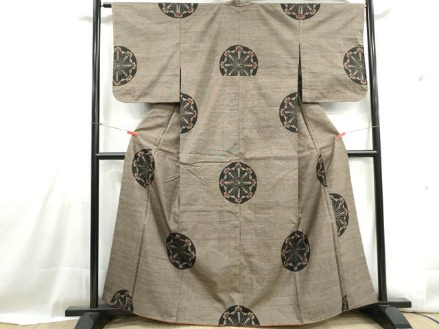 平和屋着物■上質な紬　源氏車文　正絹　逸品　DABH1011qa