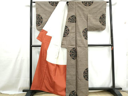 平和屋着物■上質な紬　源氏車文　正絹　逸品　DABH1011qa
