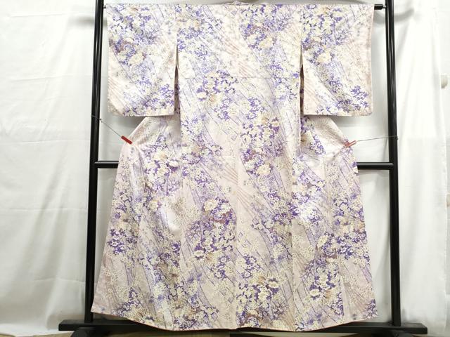 平和屋着物■上質な小紋　草花文　金彩　正絹　逸品　DABH1013qa　