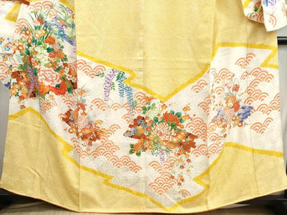 平和屋着物■豪華振袖　駒刺繍　絞り　花筏文　牡丹　金彩　正絹　逸品　DABH1014qa