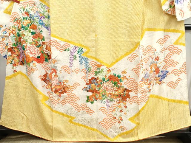 平和屋着物■豪華振袖　駒刺繍　絞り　花筏文　牡丹　金彩　正絹　逸品　DABH1014qa