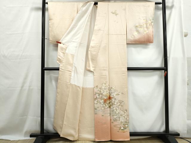 平和屋着物■訪問着　風景枝花文　暈し染め　金銀彩　正絹　逸品　DABH1022qa