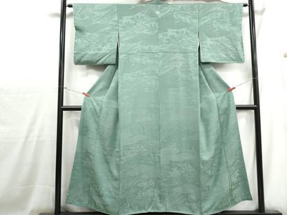 平和屋着物■上質な色無地　草花地紋　薄青色　正絹　逸品　DABH1028qa