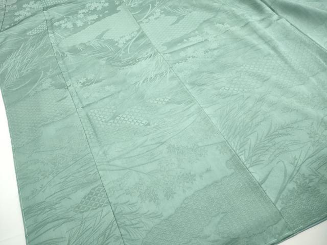 平和屋着物■上質な色無地　草花地紋　薄青色　正絹　逸品　DABH1028qa