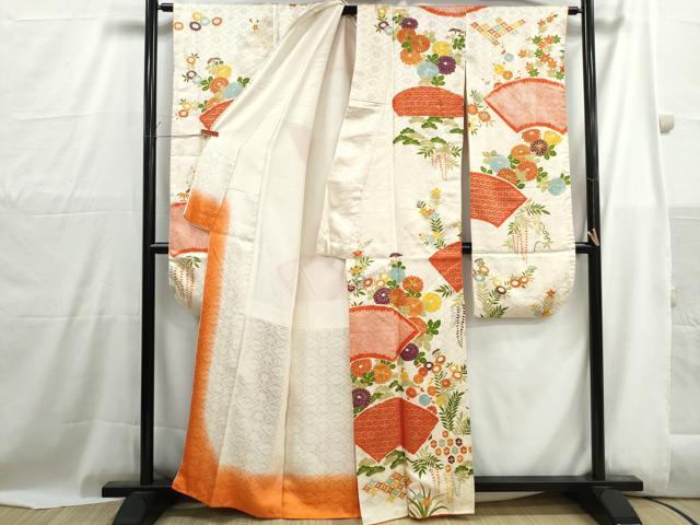 平和屋着物■豪華振袖　駒刺繍　絞り　地紙草花文　金彩　正絹　逸品　DABH1034qa