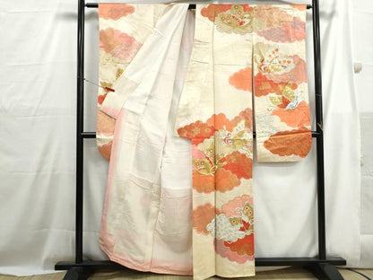 平和屋着物■豪華振袖　駒刺繍　雲取り花蝶文　金銀彩　正絹　逸品　DABH1035qa