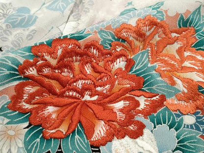 平和屋着物■豪華黒留袖　刺繍　花車文　銀彩　仮絵羽　正絹　逸品　未使用　DABH1037qa