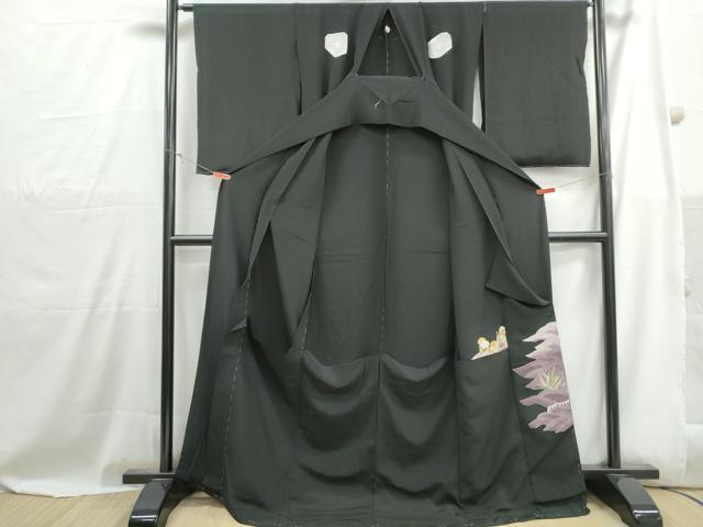 平和屋着物■豪華黒留袖　友禅　立波花文　掛船　仮絵羽　正絹　逸品　未使用　DABH1042qa
